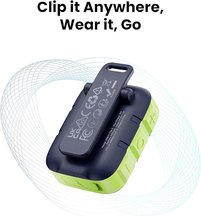 INSMY Wearable Bluetooth Speakers,IP67 Waterproof,Clip-On Portable Small Personal Speaker/Clean Sound/Stereo Pair/Wireless/ENC Built-in Mic/Lightweight for Golf Work Pool Gift(Non-Magnetic) (Blue)