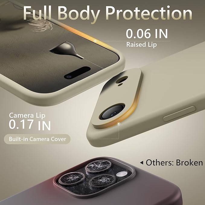 FireNova Magnetic for iPhone Air Case, Compatible with MagSafe, [Integrated Silicone Camera Control Button] [Camera Protection] Microfiber Lining Phone Case for iPhone 17 Air, 6.5", Khaki