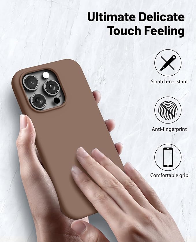OTOFLY for iPhone 15 Pro Case [Compatible with MagSafe] Full-Body Silicone Shockproof Slim Thin Phone Case for iPhone 15 Pro 6.1 inch (Light Brown)