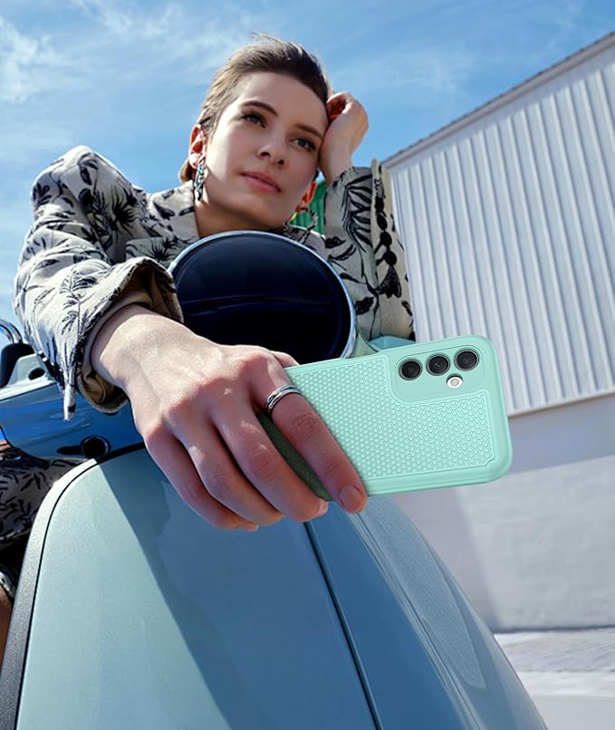 FNTCASE for Samsung Galaxy A14 5G Case: Dual Layer Protective Heavy Duty Cell Phone Cover Shockproof Rugged with Non Slip Textured Back - Military Protection Bumper Tough - 2023, 6.6inch (Mint Green)