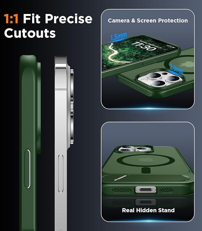 Magnetic Compatible with iPhone 13 Pro Max Case, [Built-in Invisible Kickstand][Compatible with MagSafe] [Military Grade Shockproof] Slim Translucent Matte Phone Case for iPhone 13 Pro Max 6.7"