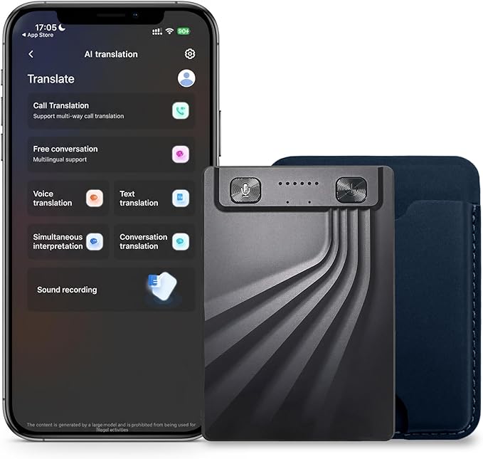 MMQ AI Voice Recorder with Real-Time Interpreter, AI Transcription, Summarize, 120+ Languages, Note Taker and Live Translation for Calls and Meetings, Ultra-Slim, APP Control, Case Included