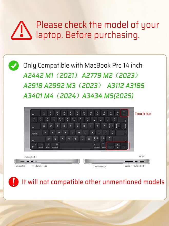 Seorsok Compatible with MacBook Pro 14inch Case 2026 2025-2021 M5 M4 M3 A3426 A3427 A3434 A3112 A3185 A3401 M2 A2779 M1 A2442,Leather Plastic Hard Shell Case&Keyboard Cover,White Woven No Logo Cutout