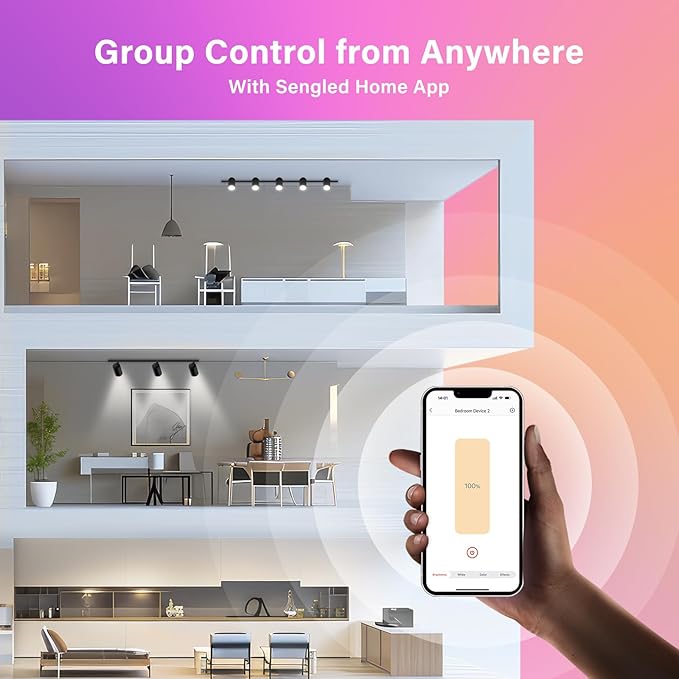 Sengled G2 Smart Light Bulbs That Compatible with Alexa & Google Assistant, Wi-Fi & Bluetooth LED Light Bulbs Dimmable, Led Bulbs 5000K Daylight, No Hub Required, 60W Equiv. 800LM CRI>90, 4 Pack