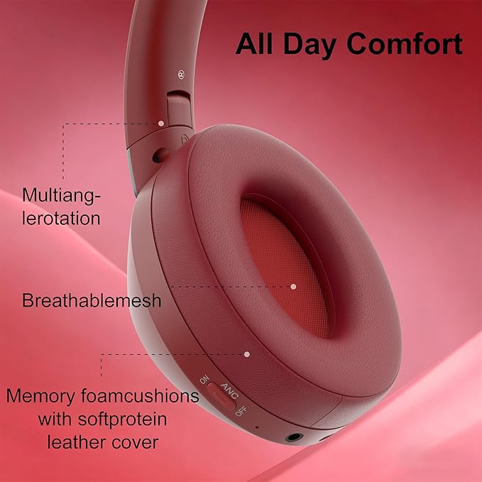Headphones Wireless Bluetooth, 100H Playtime Active Noise Cancelling Headphones, Bluetooth Headphone with Mic, Over Ear Wireless Headphone with Deep Bass