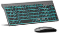 TopMate Wireless Keyboard and Mouse Ultra Slim Combo, 2.4G Silent Compact USB 2400DPI Mouse and Scissor Switch Backlit Keyboard Set, for PC/Laptop/Windows/Mac/Gaming - Gray Black