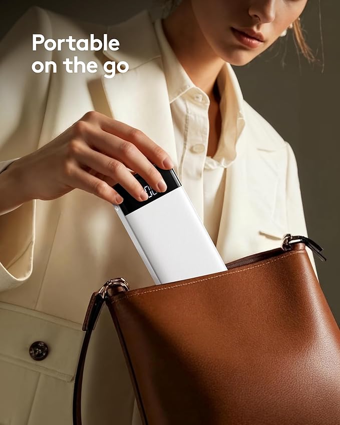Orfeika Portable Phone Charger, 10000mAh Portable Charger Power Bank with Built-in Cables, Travel Essential Battery Pack Compatible with iPhone, Samsung, Google, iPads, Tablets, etc