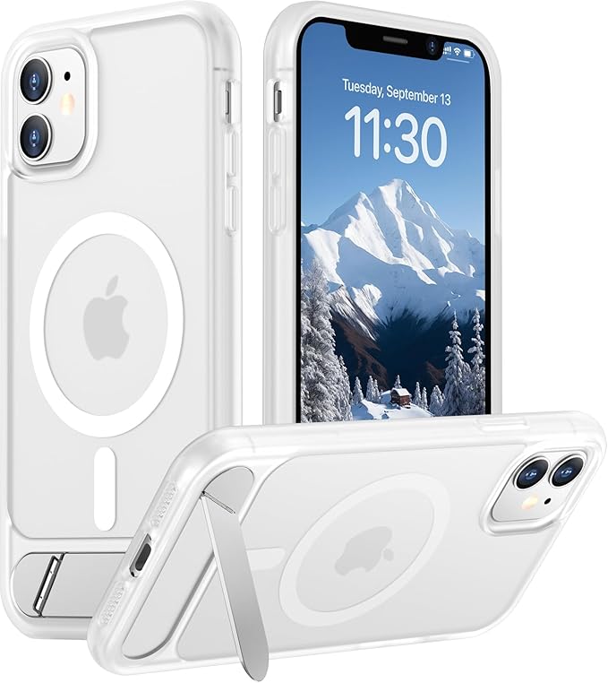 Magnetic Compatible with iPhone 11 Phone Case, [Built-in Invisible Kickstand][Compatible with MagSafe] [Military Grade Shockproof] Slim Translucent Matte Phone Case for iPhone 11 6.1"
