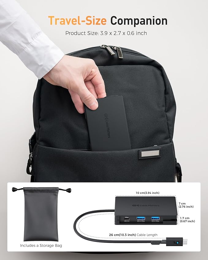 Cable Matters 8-in-1 Portable 40Gbps Dual HDMI USB4 Hub, USB 4 Dock with 2X 4K@60Hz or 1x 4K@120Hz / 8K@30Hz, 100W PD, Gigabit Ethernet, Compatible with Thunderbolt 4 (*macOS's Display Limitation)