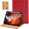 DTTO for iPad Pro 11 inch Case (M5/M4) 2025/2024, Premium Leather Business Folio Stand Cover with Pencil Holder - Auto Wake/Sleep and Multiple Viewing Angles, Red