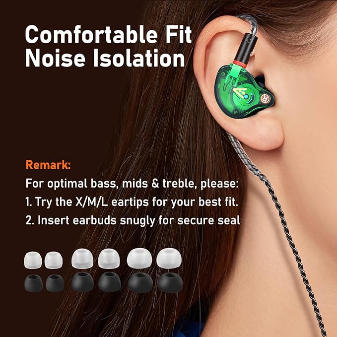 Vibes 202 Wired Earbuds - HiFi in Ear Monitor Headphones – Professional Noise Isolating Ear Buds - Clear Sound, Deep Bass & Comfort-Fit IEM Earphones - MMCX to 3.5mm, Silver Plated Cord, Carrying Case