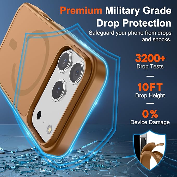 SUPFINE Magnetic for iPhone 17 Pro Case (Compatible with MagSafe)(Military Grade Drop Protection) Translucent Matte Shockproof with Anti-Fingerprint Phone Cover,Brown