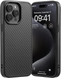 Tigowos Carbon Fiber for iPhone 15 Pro Max Case, Fits magSafe Sturdy Protective Case for iPhone 15 Pro Max Carbon Fiber Aramid Fiber, Supports Wireless Charging, Carbon Fiber Black