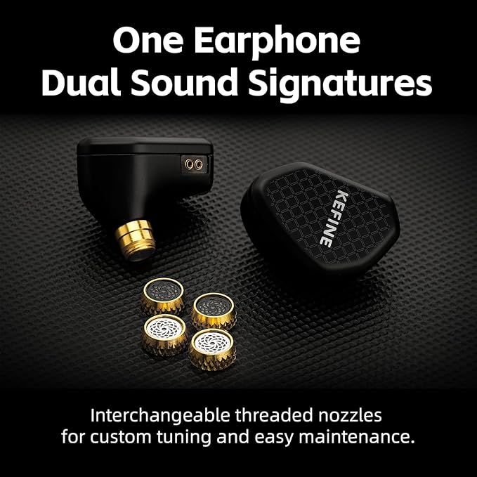 Klean in Ear Monitor, Wired Gaming Earbud, 10mm DLC Diaphragm Dynamic Driver, Wired Earbuds with Interchangeable Tuning Nozzles, HiFi IEM for Audiophile, Musician & Gaming (Black, 3.5mm)
