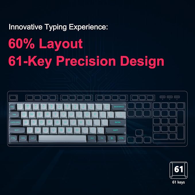 E-YOOSO Hz-61 60% RGB Mechanical Gaming Keyboard Wired, Magnetic Switch, PBT Keycaps, Hot Swappable Mechanical Keyboard Compact Desigh for PC/Mac