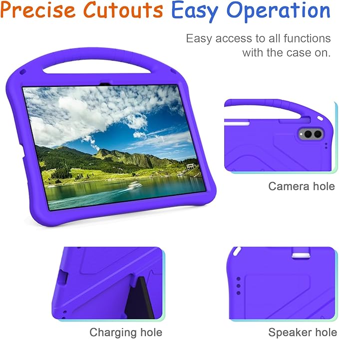 Kids Case for Samsung Galaxy Tab S11 Ultra 2025 14.6" Tablet, Techcircle Light Weight Shock Proof EVA Foam Handle Rugged Stand Protective Case, Purple