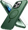 Miracase Magnetic Series Designed for iPhone 14 Pro Case [Compatible with MagSafe] [with 2X Screen Protectors] Anti-Fingerprint, Magnetic Charger Case for iPhone 14 Pro 6.1 inch - Dark Green