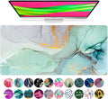 French KOKO Large Mouse Pad Desk Mat Keyboard Pad Desktop Home Office School Essentials Decor Big Extended Laptop Protector Accessories Pretty Mousepad Women Girls XL Deskpad Marble XL 36" x 16.5"