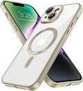 Hython Magnetic Clear for iPhone 14 Plus Case with Camera Lens Protector [Compatible with MagSafe] Luxury Plating Edge Slim Soft TPU Cover Protective Phone Case for iPhone 14 Plus 6.7", Matte Gray