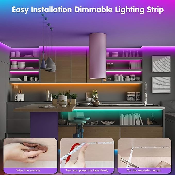 Tenmiro 50ft Led Strip Lights, Tenmiro Smart Led Lights Strip Music Sync Color Changing Lights App Control and 23keys Remote, Led Lights for Bedroom Party Home Decoration