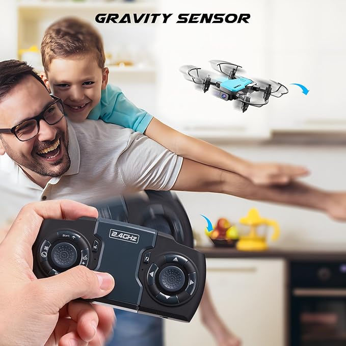 SIMREX Mini Drone with 720P Camera for Kids & Beginners - Foldable RC Quadcopter, Optical Flow Positioning, Altitude Hold, 3D Flip, 2 Batteries 20Min Flight, Safe & Easy Indoor Outdoor Flying Toy Gift (Blue)