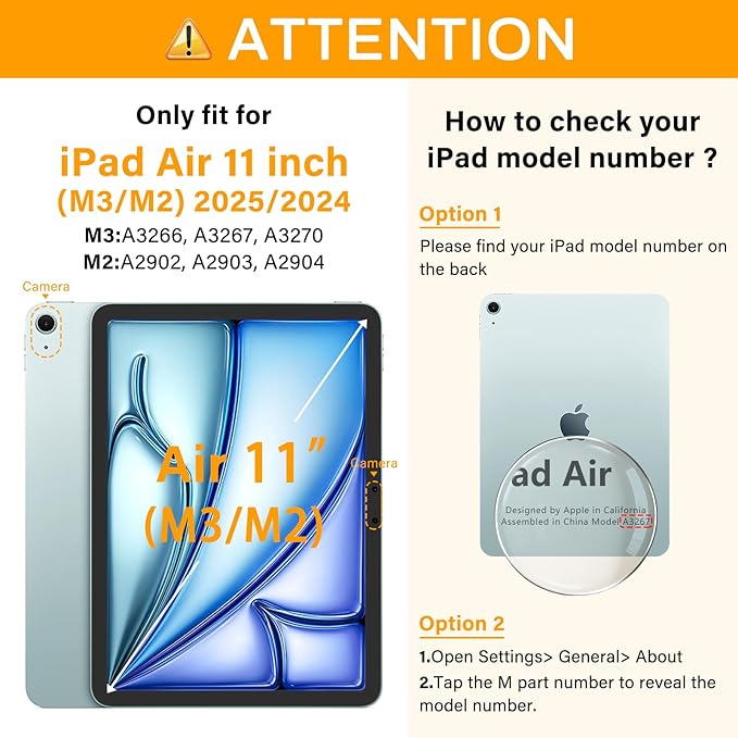 for Air 11 inch Case M3 2025 / M2 2024, Air 7th/6th Generation-with HD Screen Protector, 360 Rotating Kickstand/Hand Strap, Shoulder Strap, Pen Holder, Heavy Duty Military Grade- Kids Friendly