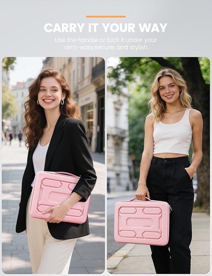 DOMISO 15.6 inch Laptop Sleeve with Handle Shockproof Waterproof EVA Protective Case for 15.6" Yoga 720 IdeaPad 310 320 ThinkPad T570/Legion 5 Gen 6/HP Envy 15/15.6" Notebooks, Pink