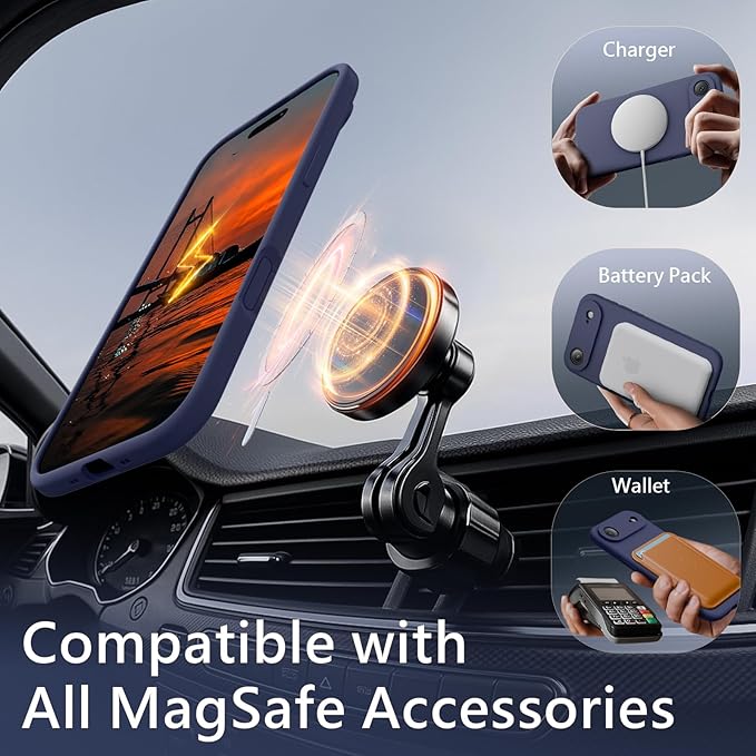 FireNova Magnetic for iPhone Air Case, Compatible with MagSafe, [Integrated Silicone Camera Control Button] [Camera Protection] Microfiber Lining Phone Case for iPhone 17 Air, 6.5", Navy Blue
