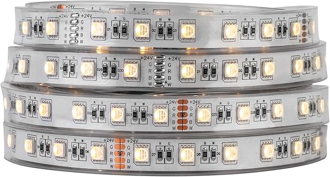 BTF-LIGHTING RGBW LED Strip Lights,UL Listed,5050 4 Colors in 1 RGB + 2700K-3000K Warm White,24V DC,16.4ft/5m 60LEDs/m 12mm White PCB, IP67 Waterproof for Home Decoration(No Adapter or Controller)