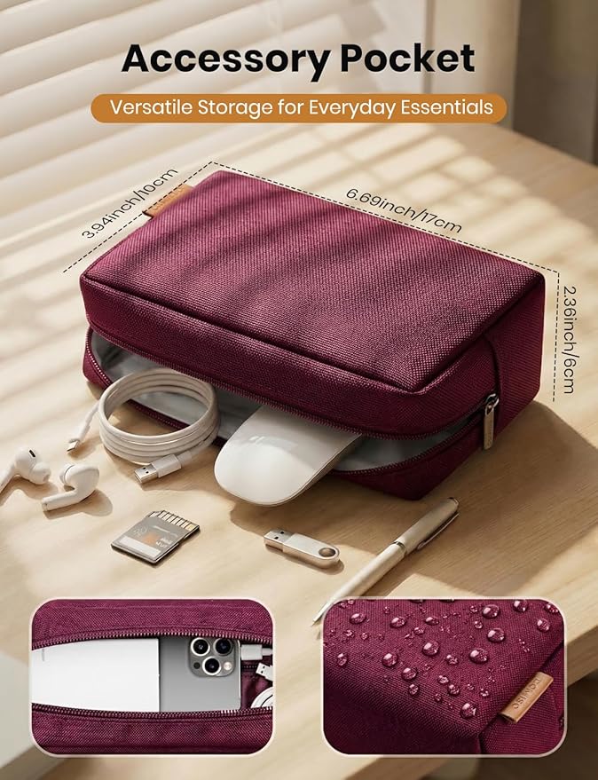 DOMISO Laptop Case Laptop Sleeve Cover Compatible with 15 inch MacBook Air M4/A3241 2025, M3/A3114,M2/A2941,15 inch MacBook Pro A1990 A1707,Compatible with Dell XPS 15 Plus with Small Case,Wine
