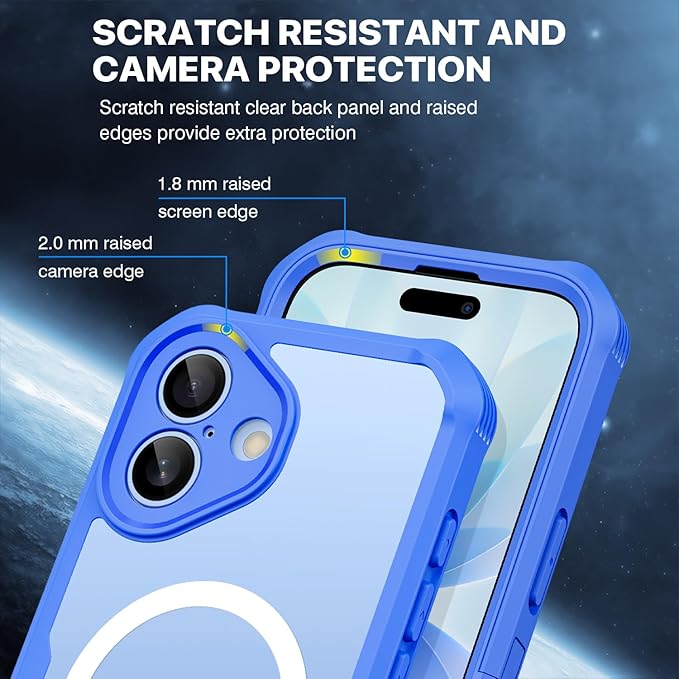 CENHUFO Magnetic Privacy for iPhone 17 Case [Compatible with Magsafe] Full Body Phone Case Built-in 9H Tempered Glass Privacy Screen Protector Camera Protection Shockproof Bumper Clear Cover -Blue