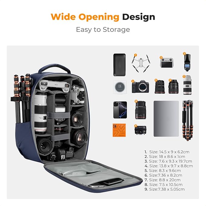 K&F CONCEPT Camera Backpack,Hardshell Photography DSLR Camera Bag with 15-15.6 Inch Laptop Compartment Hard Shell Camera Case Compatible with Canon/Nikon/Sony/DJI Mavic Drone
