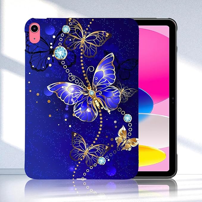 for Apple iPad A16 11th Generation Case 11 inch 2025 & iPad 10th Generation Case 10.9 inch 2022 Lightweight Soft TPU Back Shockproof Cover Silicone Bumper Shell, Blue Butterfly Jewelery