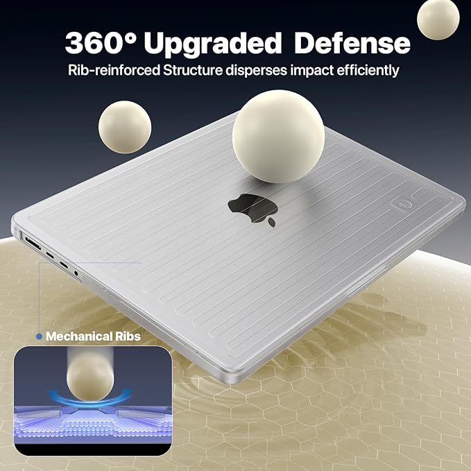 Soonjet TravelArmor for MacBook Pro 14 inch Case | M5 M4 M3 M2 M1 Pro/Max 2026 2025-2021 | Anti-Cracking Tech | 360° Defense Upgrade | Protective Hard Shell Laptop Cover | Frosted Clear