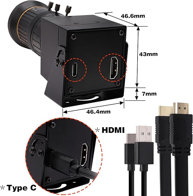 HDMI USB Webcam 4K Camera Simultaneous Output Video Conference 10X Optical Zoom Lens Close up Computer Web Cam for Webcast Industrial Inspection Education Training Camera