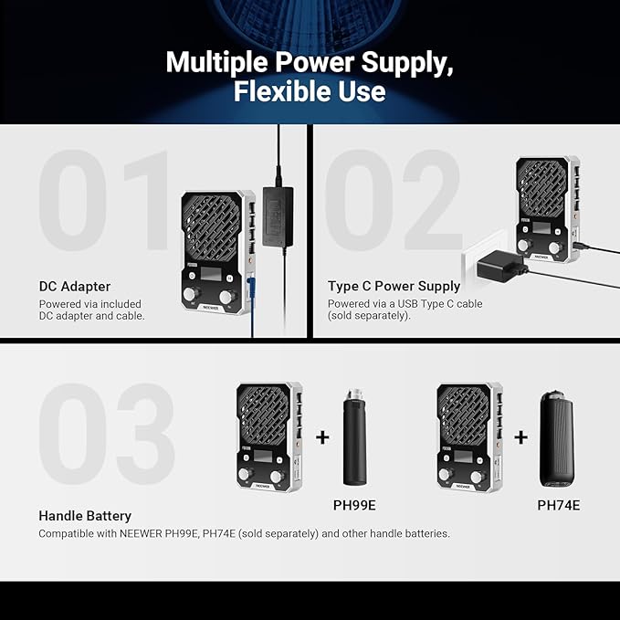 NEEWER 60W Compact Pocket Bi Color LED Light with APP & Panel Control, COB Continuous Output Lighting with 2700K-6500K/CRI96+, Portable for Professional Studio Photography Video Recording, FS60B