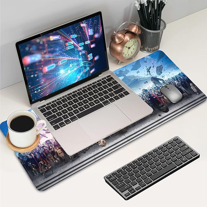 Large Gaming Mouse Pad，Long Mousepad, Extended XL Office Desk Mat, Long Full Desk Pad，Stitched Edges & Anti-Slip Rubber Base，Desk Pad for Keyboard and Mouse，Desk Accessories Supplies，31.5 x 11.8 inch