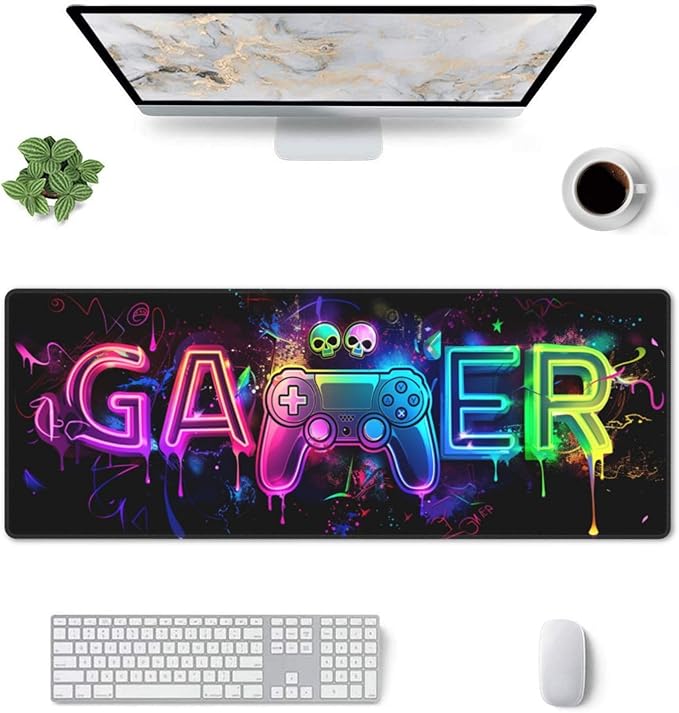 Mouse Pad Gaming - Large Mouse Pad for Desk with Waterproof Surface & Durable Design Desk Mat for Desktop & Office Accessories (Gamer)