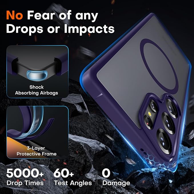 TOCOL Magnetic for Samsung Galaxy S25 Ultra Case, Upgraded Full Camera Protection, Compatible with Magsafe, Drop Protection Back Cover for Samsung Galaxy S25 Ultra 6.9-Inch (Midnight Purple)
