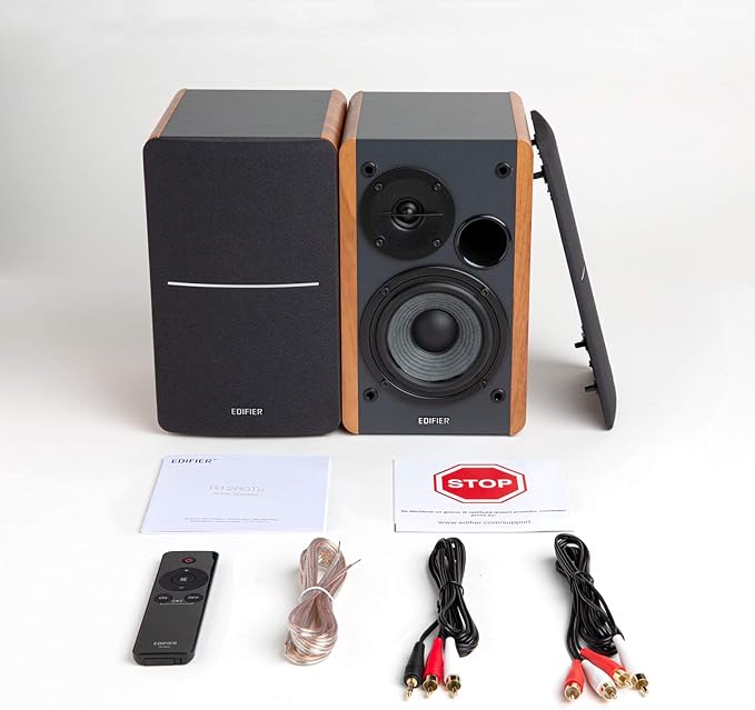 Edifier R1280Ts Powered Bookshelf Speakers - 2.0 Stereo Active Near Field Monitors - Studio Monitor Speaker - 42 Watts RMS with Subwoofer Line Out - Wooden Enclosure