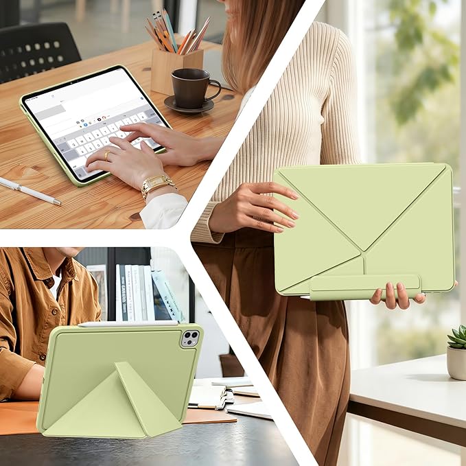 for iPad Pro 13 Inch Case (M5/M4) 2025/2024, Detachable Powerful Magnetic Attachment, Multiple Folding Stand, Slim Rebound Protection Cover, Auto Sleep/Wake, Green