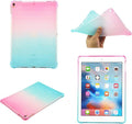 Translucent Frosted TPU Back Case for Apple iPad Air 3 (3rd Gen) 10.5" 2019 and iPad Pro 10.5" (2017) Gradient Color Impact Resistant Corner Protection Shockproof Cover, Pink & Green