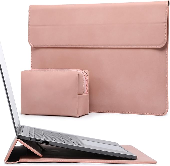 HYZUO 15-16 Inch Laptop Case Bag Sleeve with Stand Feature for MacBook Pro 16 M5/M4/M3/M2/M1 Pro/Max 2026-2019, XPS 15, MacBook Pro 15 2015-2012, Samsung Galaxy Book Flex 15, Pink