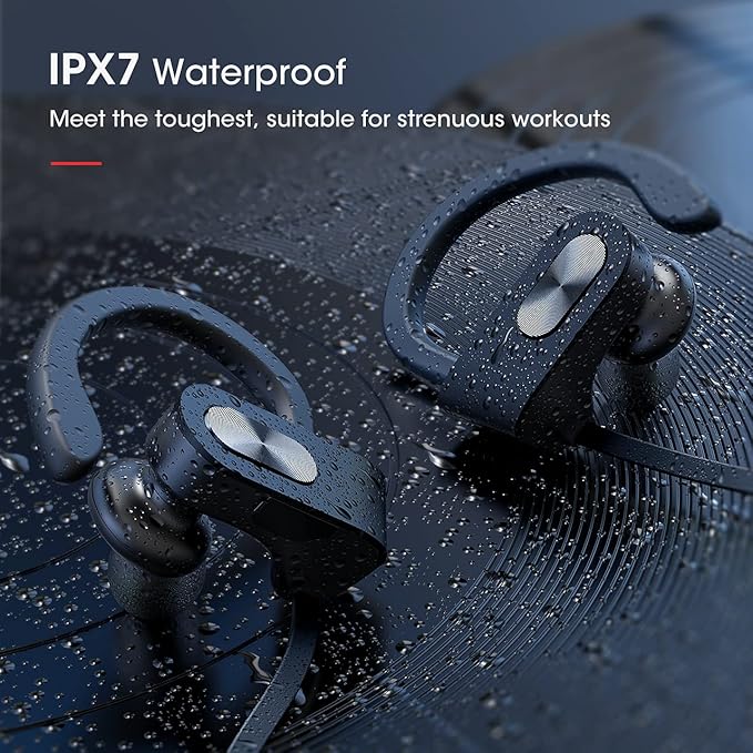 Redzoo Bluetooth Headphones V5.0,Running Headphones w/16 Hrs Playtime, Bass+ HD Stereo Wireless Sports Earphones w/IPX7 Waterproof Earbuds in Ear for Workout, Gym w/CVC6.0 Noise Cancelling Mic Black