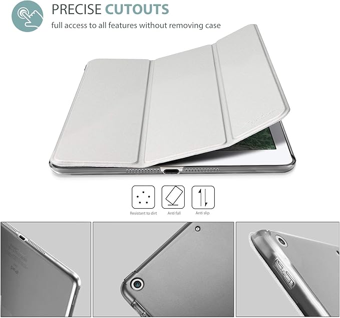 ProCase Smart Case for iPad 9.7 Inch iPad 6th/5th Generation 2018 2017(Model: A1893 A1954 A1822 A1823), Ultra Slim Lightweight Stand Cover with Translucent Frosted Back -Silver
