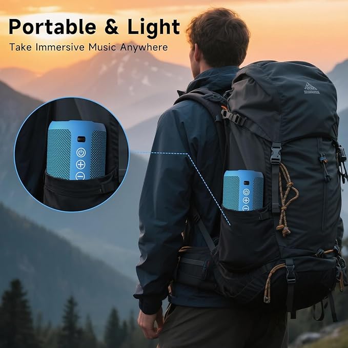 Ortizan Portable Bluetooth Speakers, IPX7 Waterproof Wireless Speaker with 24W Loud Stereo Sound, Outdoor Speaker with Bluetooth 5.3, Deep Bass, RGB Lights, Dual Pairing, 30H Playtime for Home