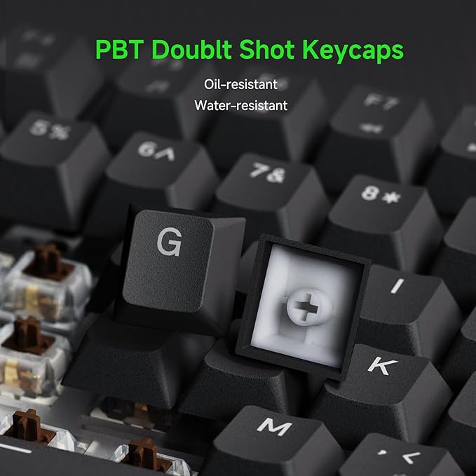 RK ROYAL KLUDGE R75 Wired Mechanical Gaming Keyboard, 75% Hot-Swap Mechanical Keyboard Volume Knob, Soft Pre-lubed Tactile Brown Switch