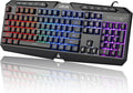CHONCHOW Gaming Keyboard Wired with Rainbow LED, PC Keyboard with Backlit, Number Pad, Full Size, Dedicated Media Keys, 19 Anti-ghosting Keys for Computer PS4 PS5 Xbox Gamer, Mechanical Feel Switch
