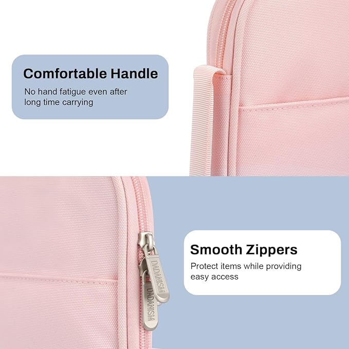 Dadanism 9-11 Inch Tablet Sleeve Padded Carrying Case with Handle, Protective Travel Bag for iPad A16 11" 2025, iPad Air M4/Pro M5 11", iPad 10th Gen 10.9", iPad 10.2", Galaxy Tab A11+ 11", Pink