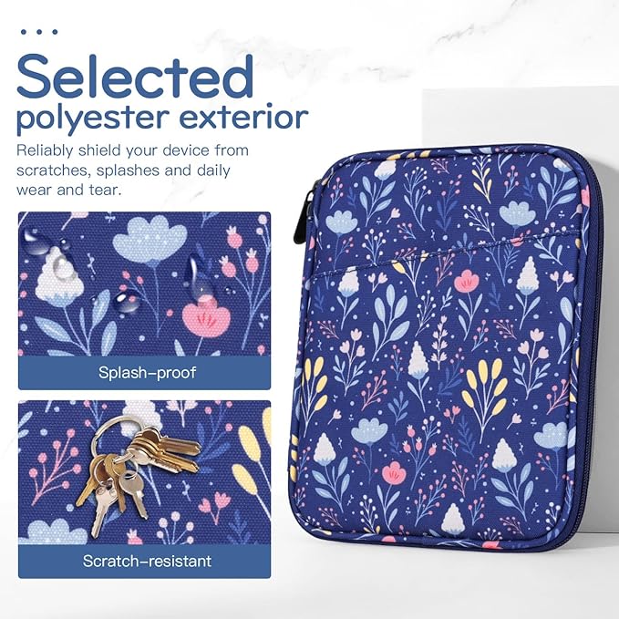 Dadanism 8-9 Inch Tablet Sleeve Bag Carrying Case for iPad mini 7th/6th 8.3", iPad mini 7.9", Galaxy Tab A7 Lite/A9 8.7", ‎Remarkable Paper Pro Move 7.3" 2025, Tab M8 8", Tab M9 9", MuZhi Blue